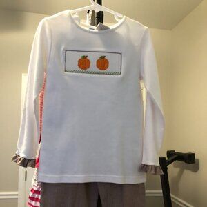 Girls Size 4 Smocked 2 PC Pumpkin Outfit.